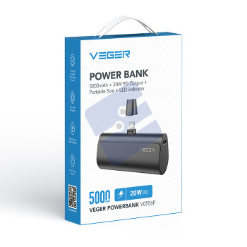 Veger Plugon Fast Charging Pocket Powerbank Lightning - 5000mAh - Black