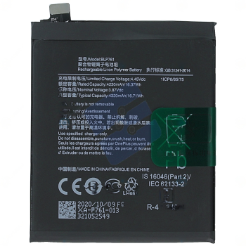 OnePlus 8 (IN2013) Batterie - 1031100014 - BLP761 - 4320 mAh