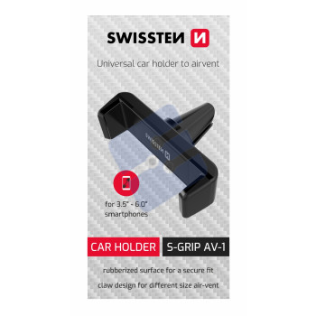Swissten S-Grip AV-1  Air Vent Support voiture - 65010401BOX - Up to Phones for 6.0" - For CDU Box - Black