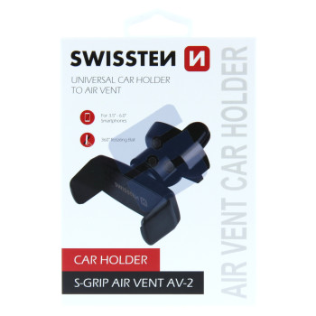 Swissten S-Grip AV-2  Air Vent Support voiture - 65010402 - Up to Phones for 6.0" - Black