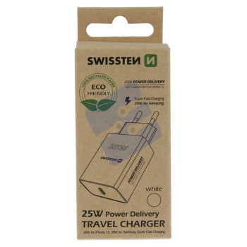 Swissten USB-C Travel Charger (25W) - 22060300ECO - Eco Packing - White