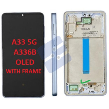 Samsung SM-A336B Galaxy A33 5G Ecran Complet - (OLED) - With Frame - Blue