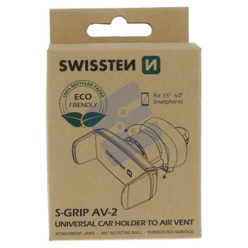 Swissten S-Grip AV-2  Air Vent Support voiture - 65010402ECO - Up to Phones for 6.0" - Eco Packing - Black