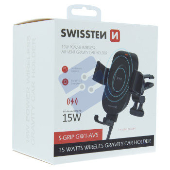 Swissten S-Grip GW1-AV5 Wireless Gravity Air Vent Support voiture (15W) - 65010608 - Black