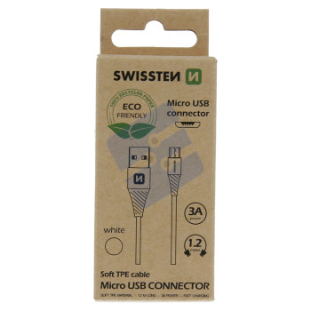 Swissten Câble Micro-USB - 71504300ECO - 1.2m - Eco Packing - White