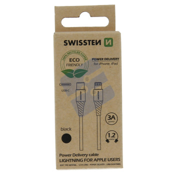 Swissten Câble USB-C To Lightning - 71505300ECO - 1.2m - Eco Packing - Black