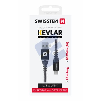 Swissten Kevlar Câble USB-C - 71541010 - 1.5m - Grey