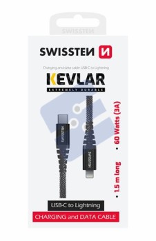 Swissten Kevlar Type-C To Lightning Cable - 71544010 - 1.5m - Grey