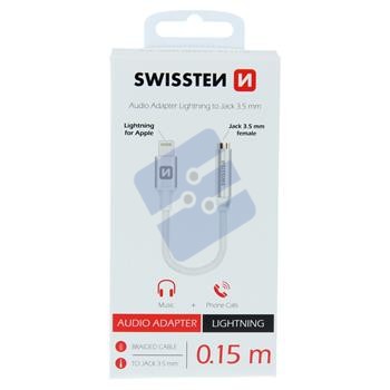 Swissten Textile 3.5mm Jack To Adaptateur Lightning - 73501212 - 0.15m - Silver