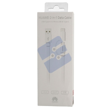 Huawei 2-in-1 Data Cable - USB-A to Micro USB & Type-C - 1.5m - White - AP55S 4071417