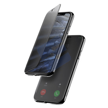 Baseus Apple iPhone X/iPhone XS Touchable Vieuw Hybrid Flip Cover - Black Matt
