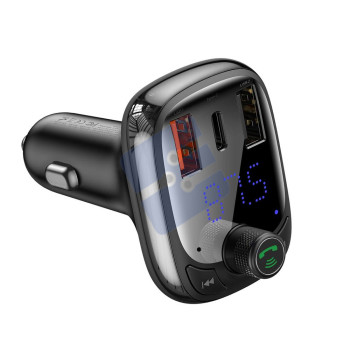Baseus Car Charger Bluetooth FM Transmitter T-Typed Smart Quick Charger MP3 - Black