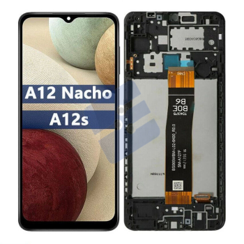 Samsung SM-A127F Galaxy A12 Nacho LCD Display + Touchscreen + Frame - Black (OEM ORIGINAL)