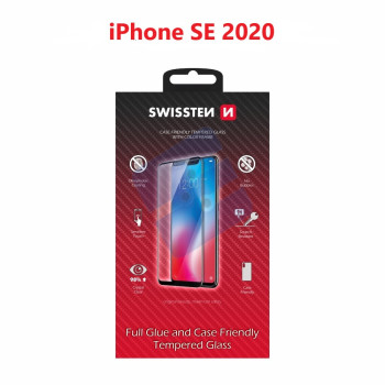 Swissten iPhone SE (2020)/iPhone SE (2022) Verre Trempé - 54501767 - Full Glue - Black