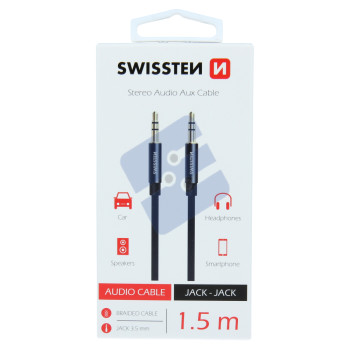Swissten Textile Câble Jack - 73501101 - (Male to Male) 1.5M - Black