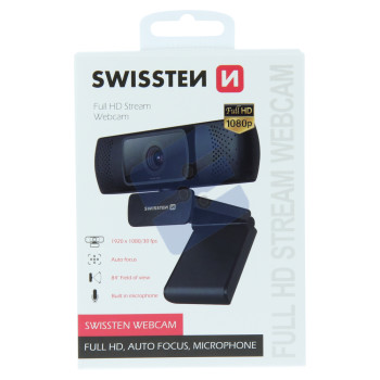 Swissten Webcam - Built-In Microphone - 55000001 - Full HD 1080P - Black