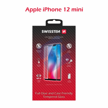 Swissten iPhone 12 Mini Verre Trempé - 54501775 - Full Glue - Black