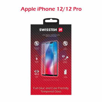 Swissten iPhone 12/iPhone 12 Pro Verre Trempé - 54501776 - Full Glue - Black