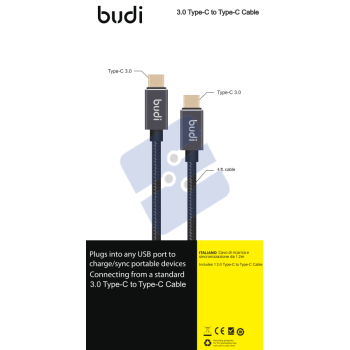 Budi Type-C To Type-C Cable - Gold Plating Connector