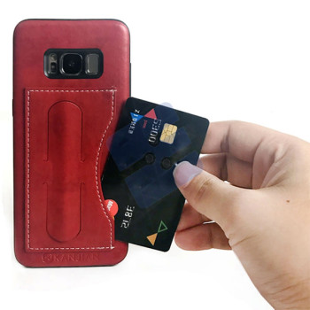 Kanjian Samsung G950F Galaxy S8 Business Card Slot Backcover Leather - Red