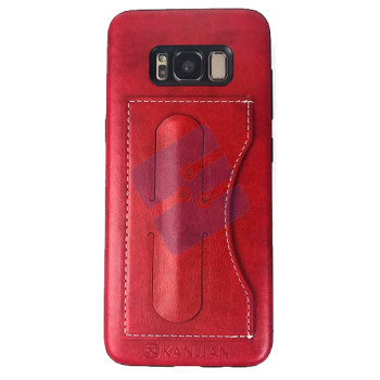 Kanjian Samsung G955F Galaxy S8 Plus Business Card Backcover Slot Leather - Red