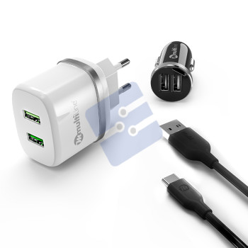 Multiline Powerkit 2.4A/2.1A - Car + Travel Charger incl. Micro USB Cable