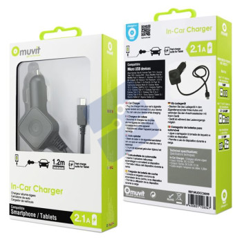 muvit Chargeur Voiture SQ Micro USB 2.1A Black