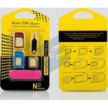Lubote - 5 in 1 Nano Sim Card Adapters + Regular & Micro Sim