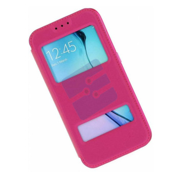 Puloka - SAM-G920F Galaxy S6 Etui Rabat Portefeuille - Pink