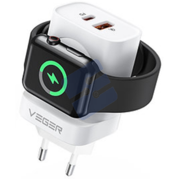 Veger Adaptateur - PD 20W + 2.5W Wireless Charging - Dual Output - White