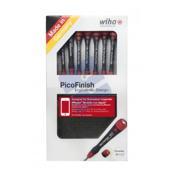 Wiha 8-pcs. Mixed PicoFinish Set, Incl Tweezer for iPhone/Apple Devices