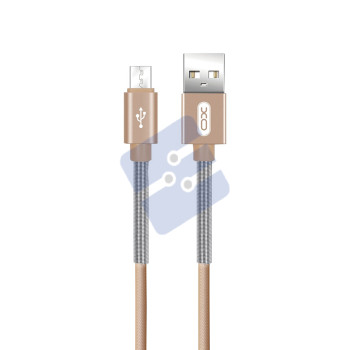 XO Spring Durable Braided Micro to Charge & Sync USB Cable - 100CM NB27 - Gold