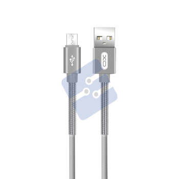 XO Spring Durable Braided Micro to Charge & Sync USB Cable - 100CM NB27 - Silver