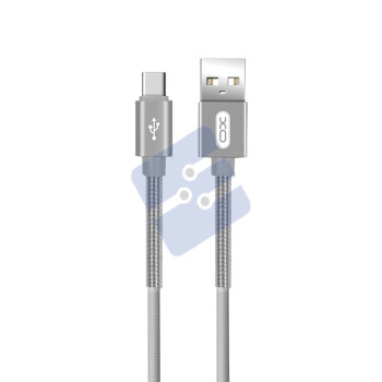 XO Spring Durable Braided Type-C to Charge & Sync USB Cable - 100CM NB27 - Silver