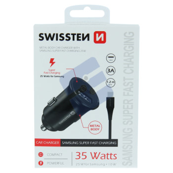 Swissten 3A Super Fast Charging Car Charger (35W) - 20117100 + Type-C USB Cable