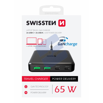 Swissten Laptop Power Delivery Travel Charger (65W) - 22057100 - Black