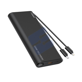 Veger TC130 Fast Charging PowerBank - 25.000 mAh - With Type-C & Lightning Cable Built-In - Black