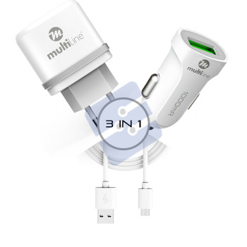 Multiline Powerkit 1A - Car + Travel Charger incl. Lightning USB Cable