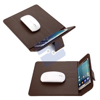 Qi Wireless Charger Mouse Pad Mat - Brown Leather