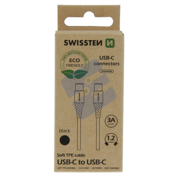 Swissten Type-C USB Cable to Type-C Cable - 71506300ECO - 1.2m - Eco Packing - Black