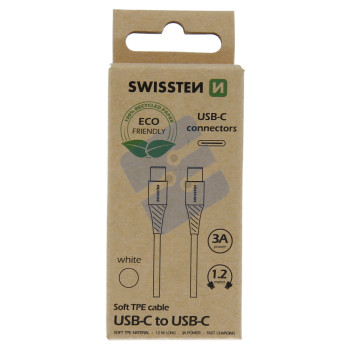 Swissten Type-C USB Cable to Type-C Cable - 71506301ECO - 1.2m - Eco Packing - White
