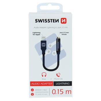 Swissten Textile 3.5mm Jack To Lightning Adapter - 73501211 - 0.15m - Black