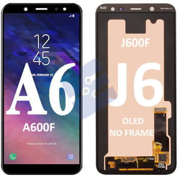 Samsung SM-A600F Galaxy A6 (2018)/SM-J600F Galaxy J6 LCD Display + Touchscreen - (OLED) - No Frame - Black