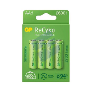 GP Battery (AA) Rechargeable NIMH R6/AA - 270AAHCE-EB4, (4 batteries / blister), 2700 mAh