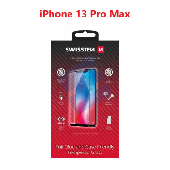 Swissten iPhone 13 Pro Max Tempered Glass - 54501802 - Full Glue - Black