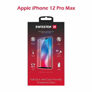 Swissten iPhone 12 Pro Max Tempered Glass - 54501777 - Full Glue - Black