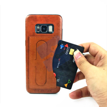 Kanjian Samsung G950F Galaxy S8 Business Card Slot Backcover Leather - Brown