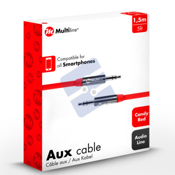 Multiline Audio-jack AUX Cable 3,5mm - Candy Red