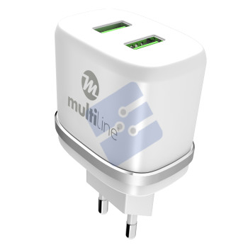 Multiline Power Dual Adapter - 2.4A incl. Lightning USB Cable
