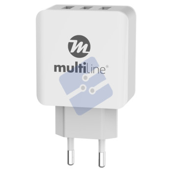 Multiline 3X Power USB Travel Charger 3.1A - incl. Type-C Cable